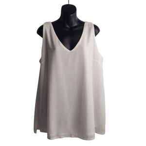 Alice Co Womens Top Blouse Shirt white Chiffon Sleeveless Lined Size X-Large NWT
